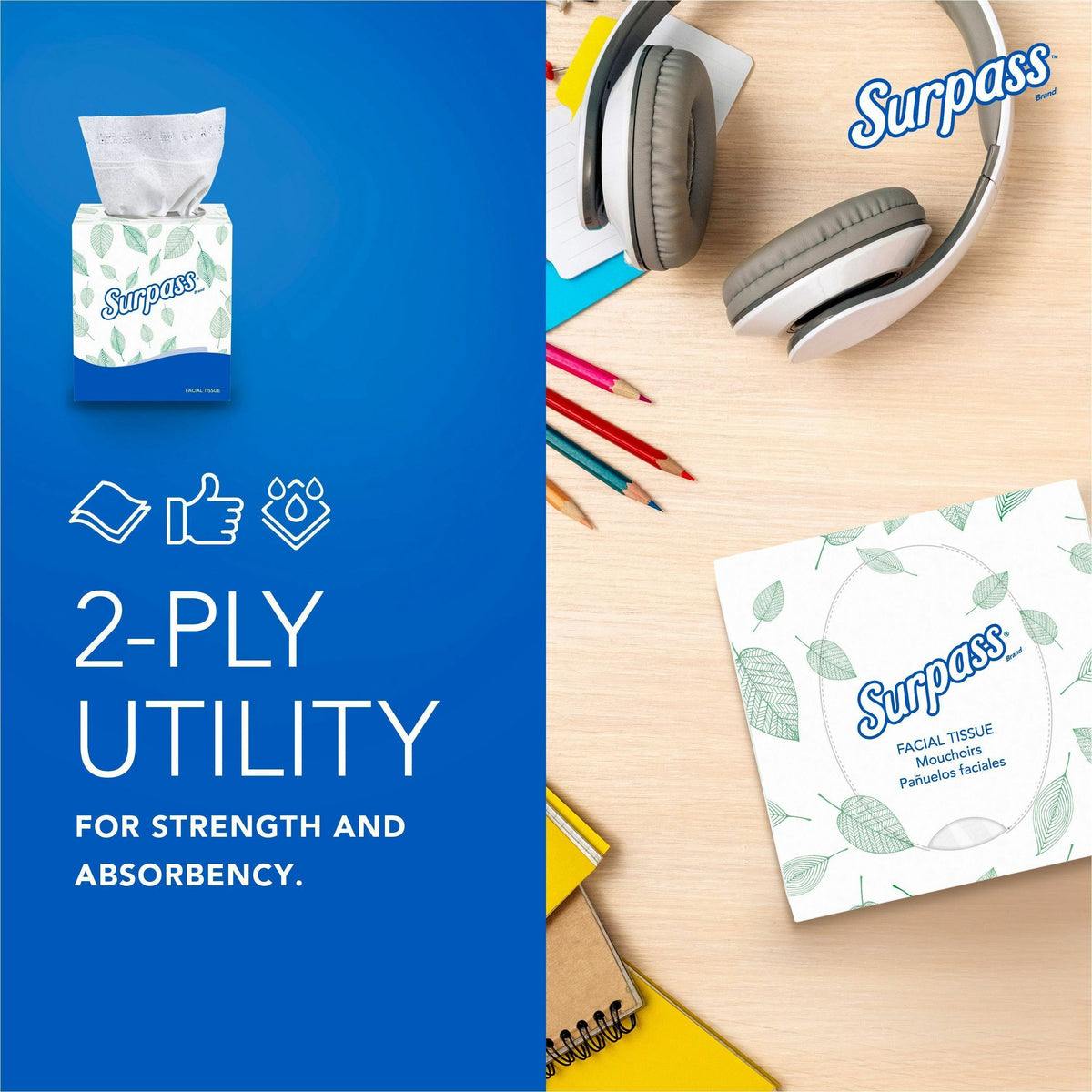 Surpass Facial Tissue Cube for Business