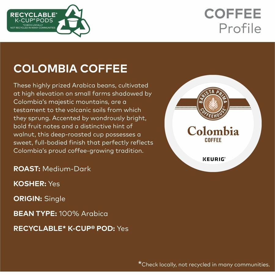 Barista Prima Coffeehouse® K-Cup, Pod Colombia Coffee