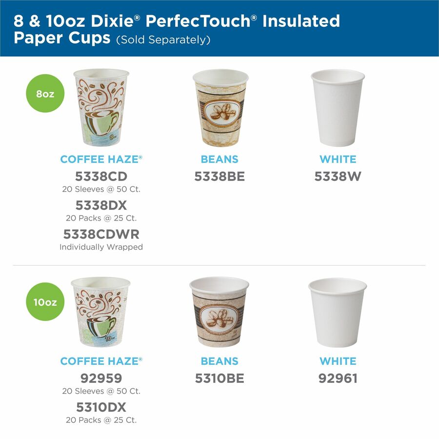 Dixie PerfecTouch 8 oz Insulated Wrapped Paper Hot Coffee Cups by GP Pro
