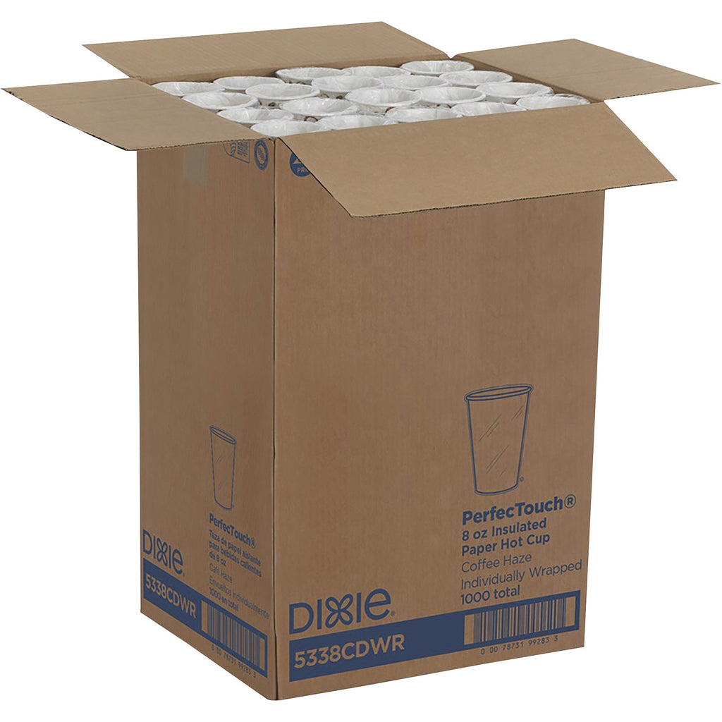 Dixie PerfecTouch 8 oz Insulated Wrapped Paper Hot Coffee Cups by GP Pro