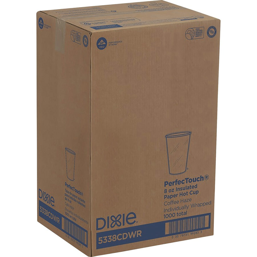 Dixie PerfecTouch 8 oz Insulated Wrapped Paper Hot Coffee Cups by GP Pro