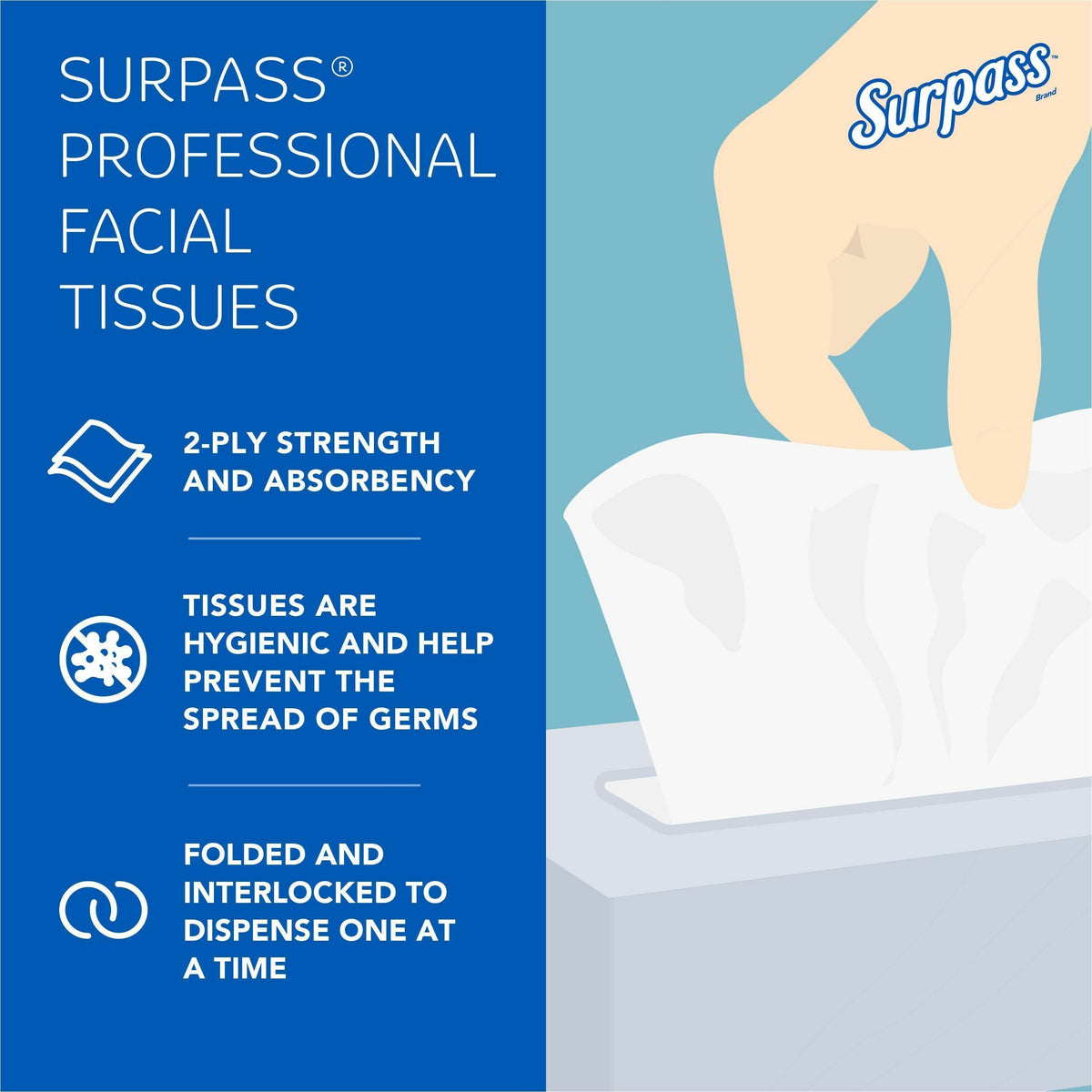 Surpass Flat Box Facial Tissue for Business