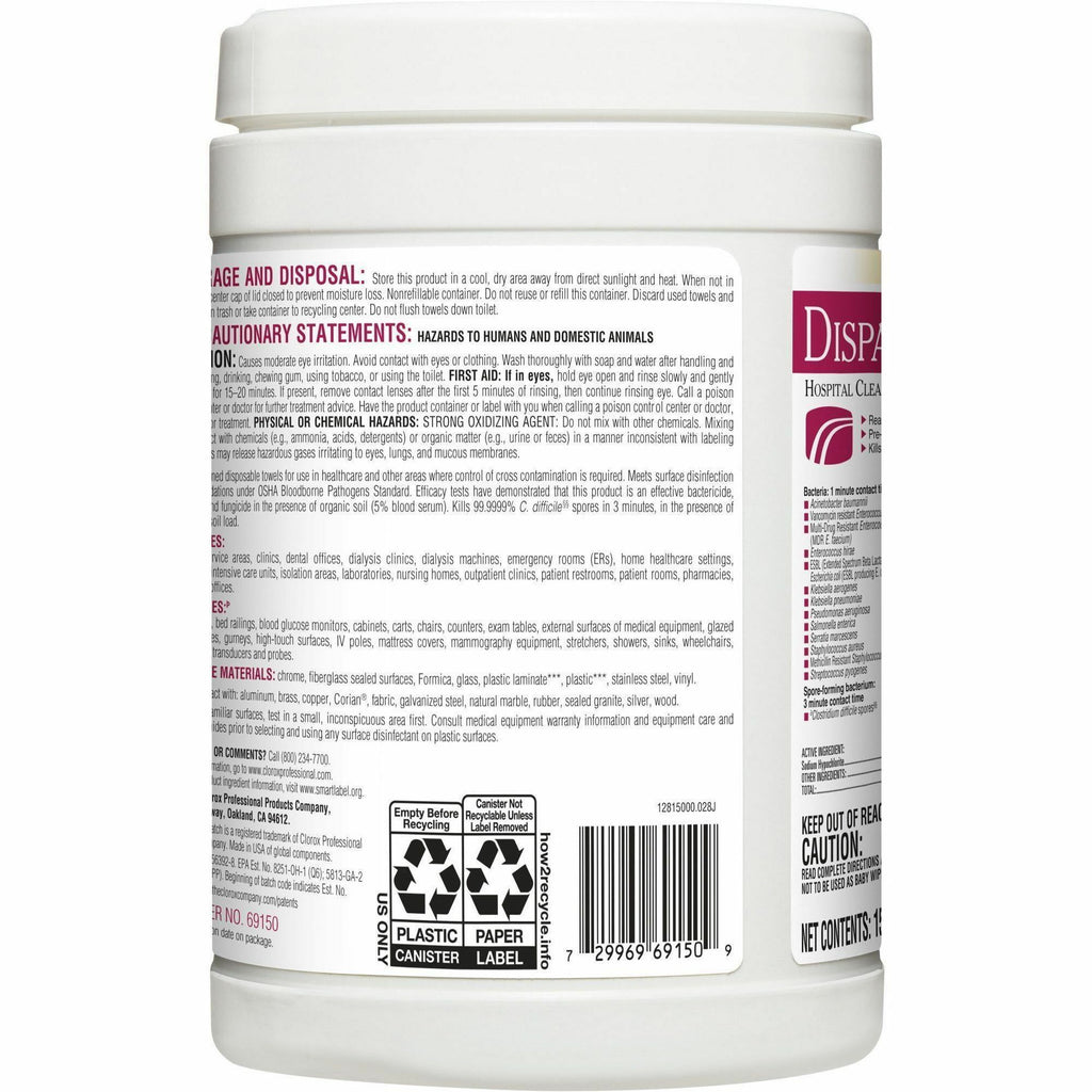 Dispatch Hospital Cleaner Disinfectant Towels with Bleach