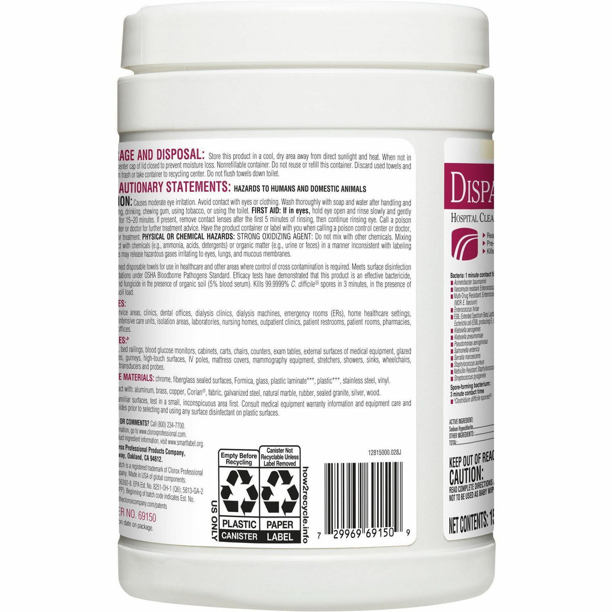 Dispatch Hospital Cleaner Disinfectant Towels with Bleach