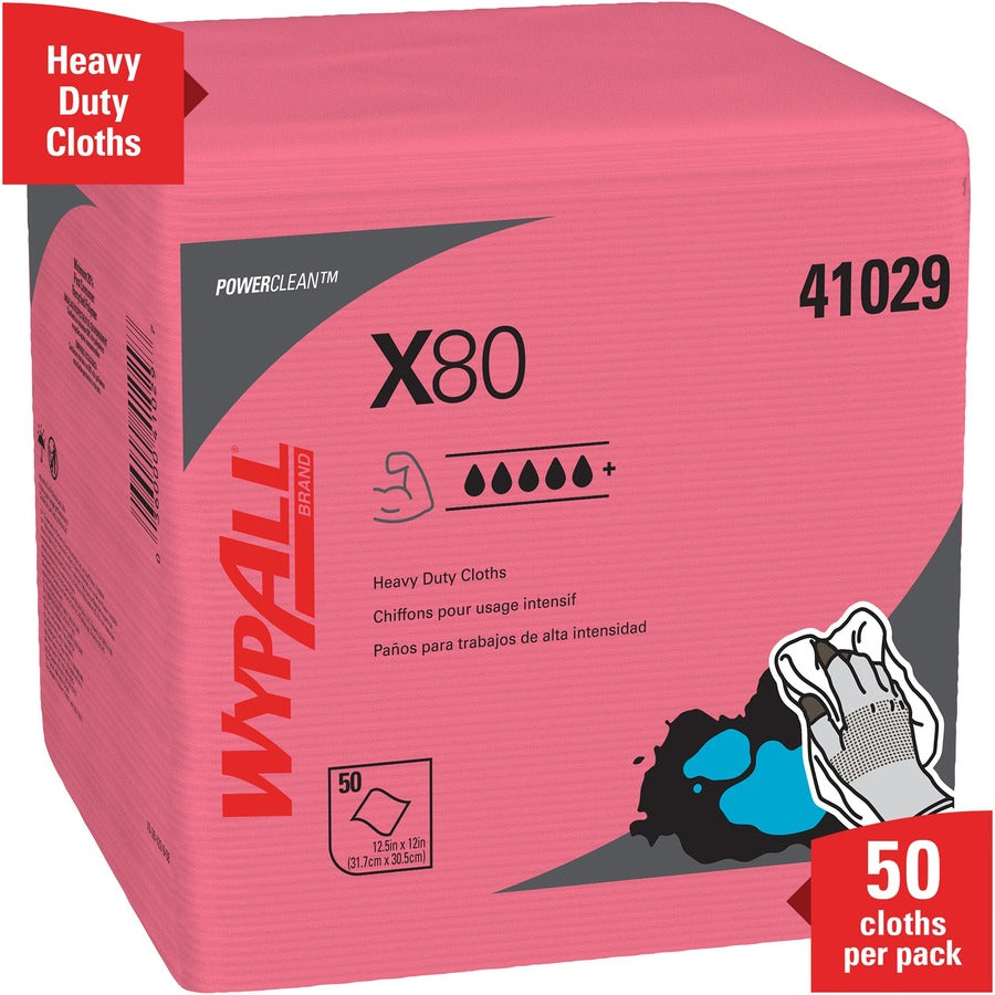 Wypall PowerClean X80 Heavy Duty Cloths Extended Use Cloths - Quarter-fold