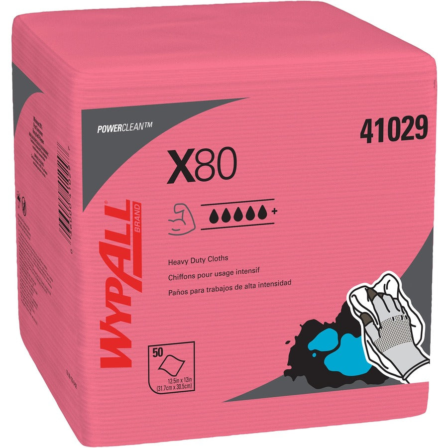 Wypall PowerClean X80 Heavy Duty Cloths Extended Use Cloths - Quarter-fold