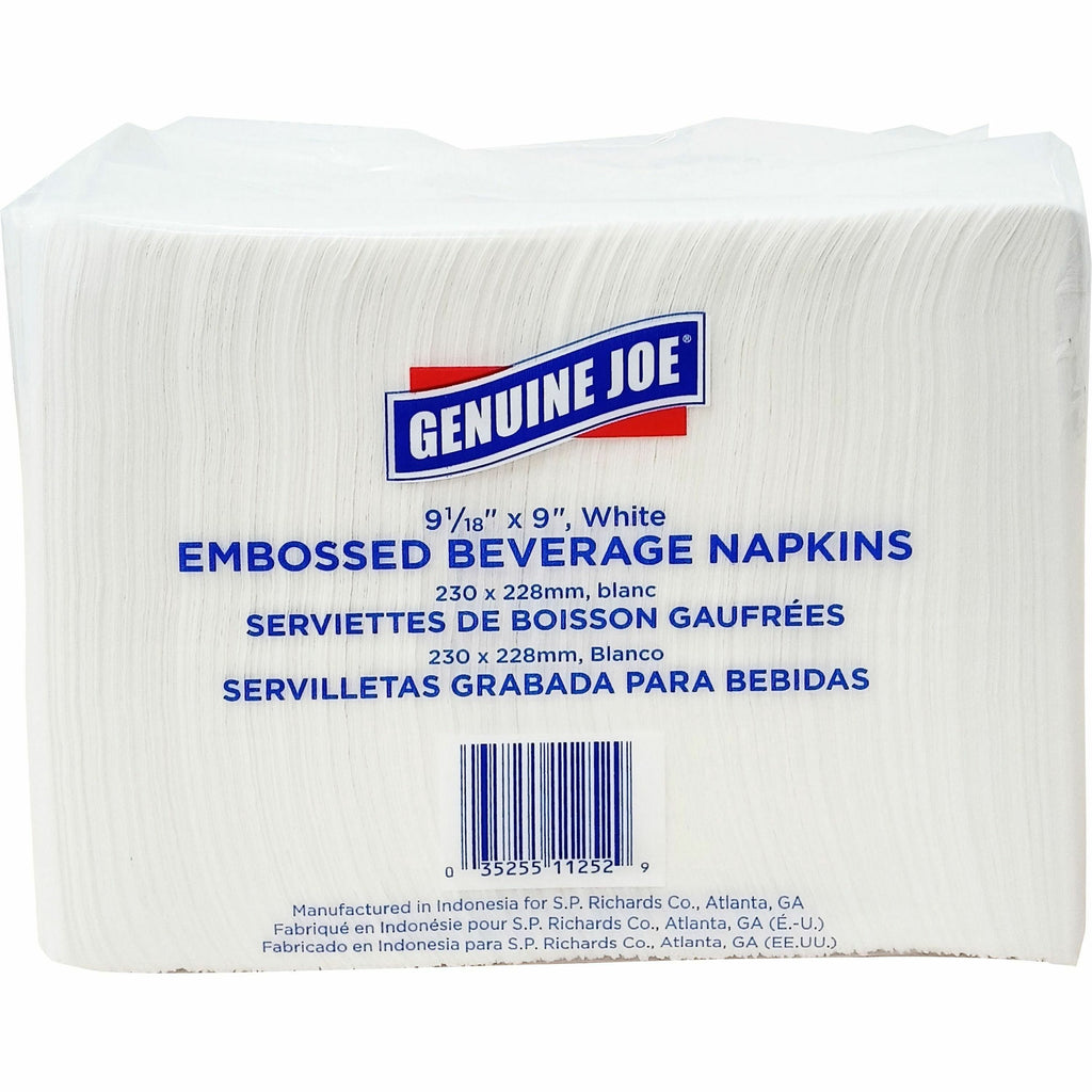 Genuine Joe Quad-fold Square Beverage Napkins