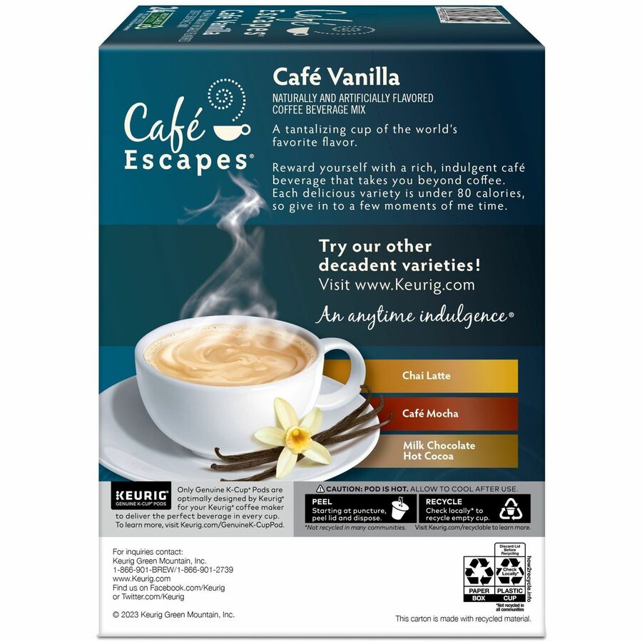 Café Escapes® K-Cup, Pod Cafe Vanilla Coffee