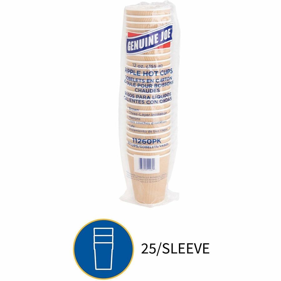 Genuine Joe 12 oz Rippled Hot Cups