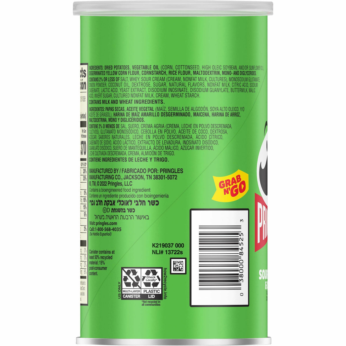 Pringles Keebler Sour Cream & Onion Potato Crisps