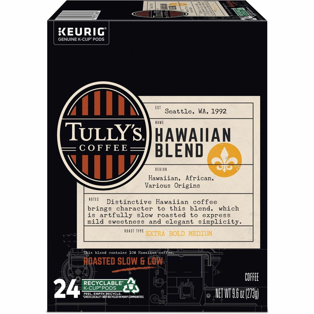 Tully's K-Cup, Pod Hawaiian Blend Coffee