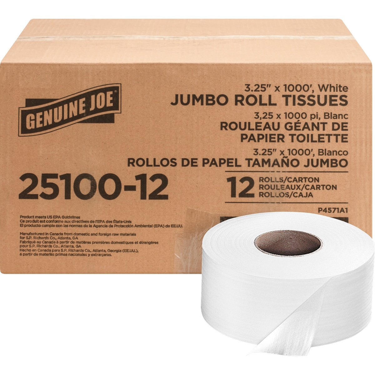 Genuine Joe JRT 2-ply jumbo bath tissue GJO2510012, 12 rolls