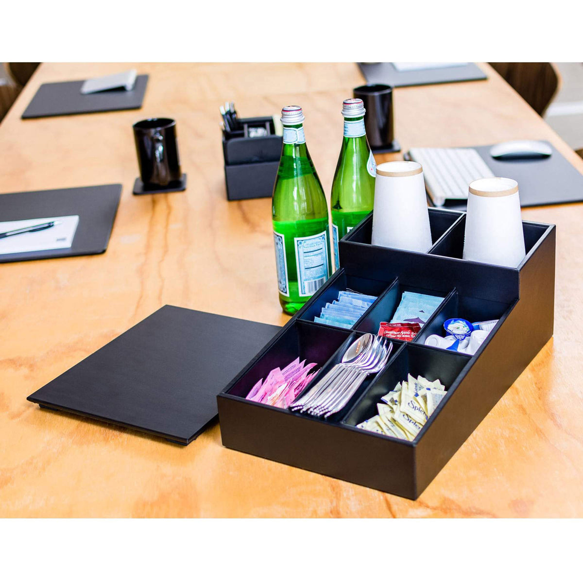 Dacasso Classic Leather Coffee Condiment Organizer