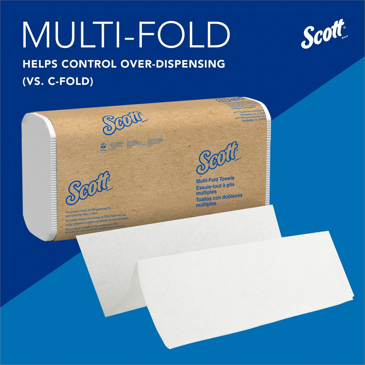 Scott® 100% Recycled Fiber Multifold Paper Towels with Absorbency Pockets