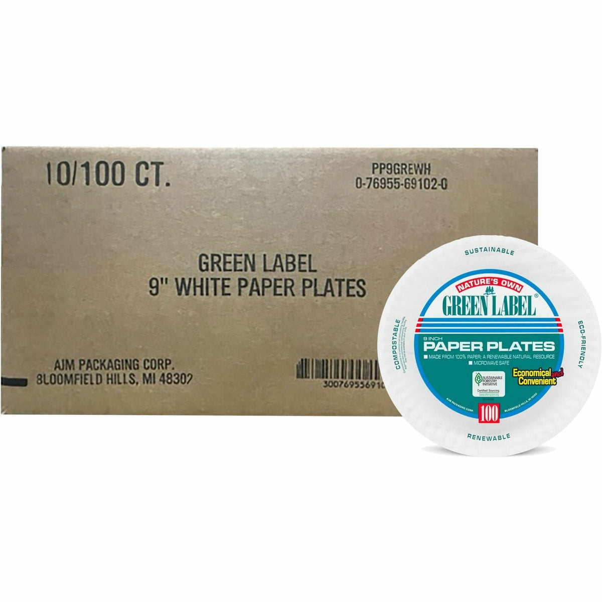 Green Label Green Label 9" Economy Paper Plates