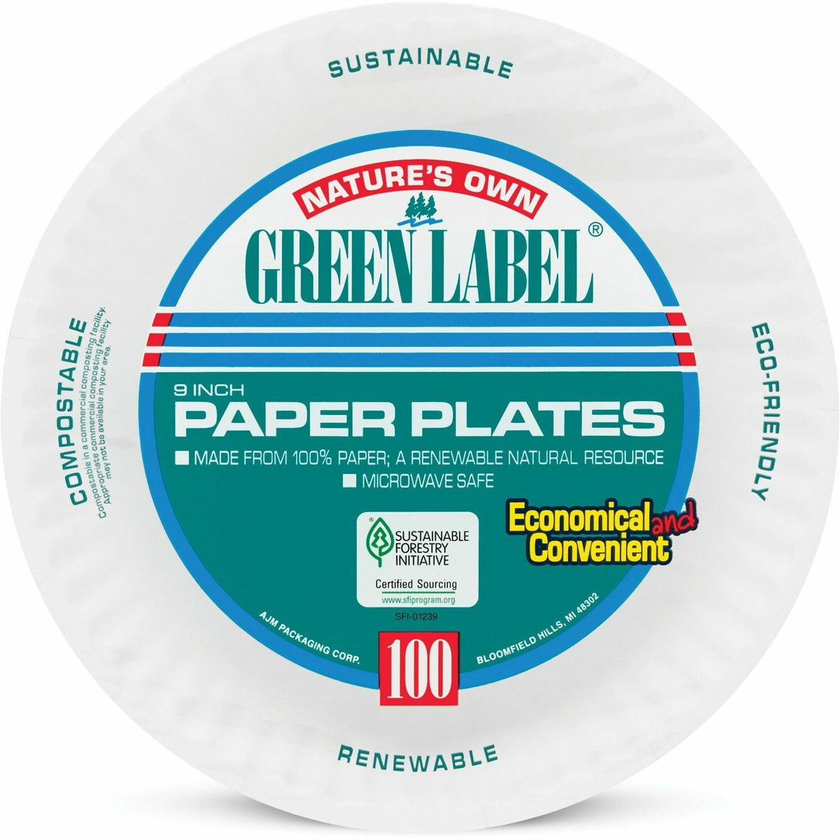 Green Label Green Label 9" Economy Paper Plates