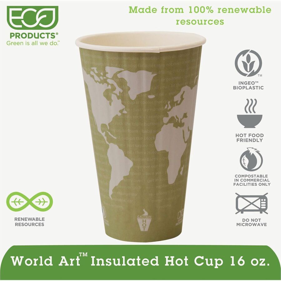 Eco-Products 16 oz World Art Insulated Hot Beverage Cups