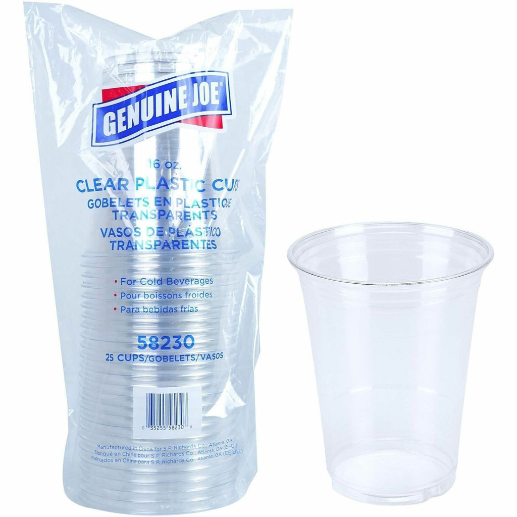 Genuine Joe 16 oz Clear Plastic Cups
