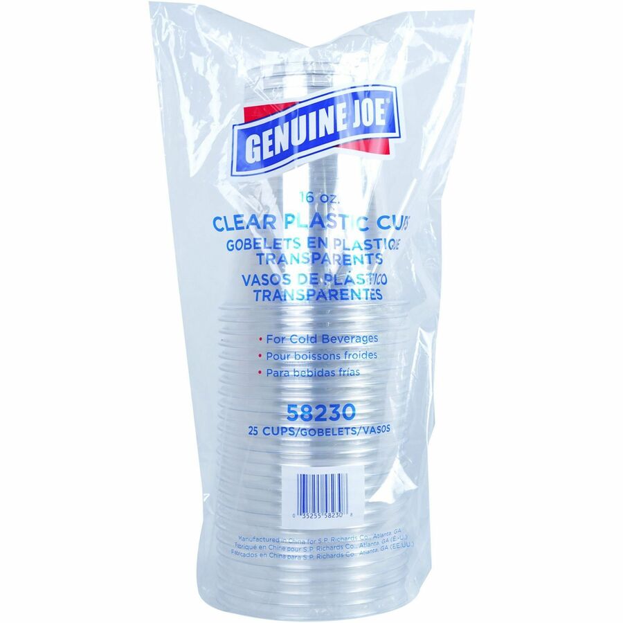 Genuine Joe 16 oz Clear Plastic Cups