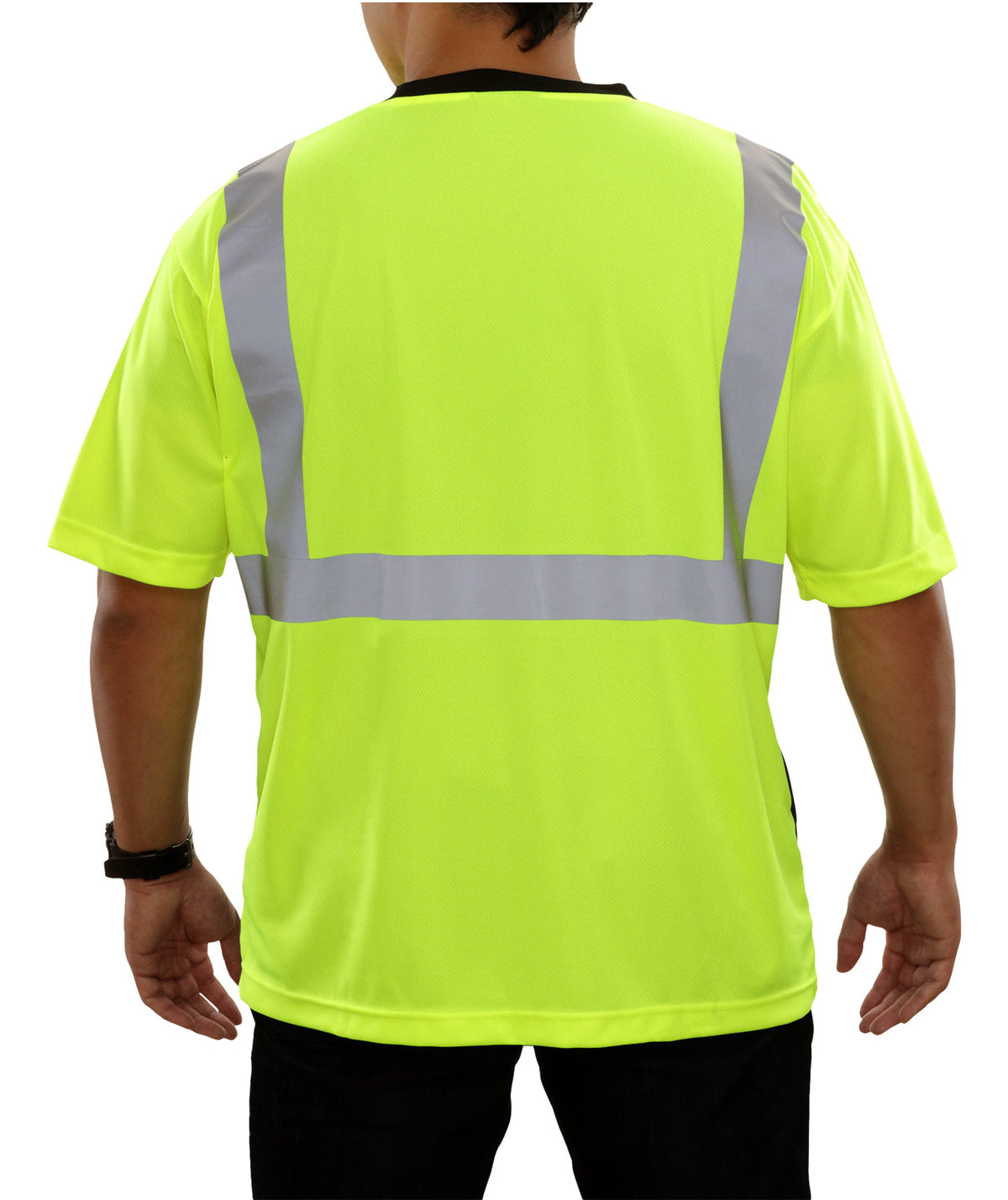 Reflective Apparel Hi-Vis Lightweight Birdseye Pocket Safety Shirt, ANSI Class 2, Lime/Black view 2