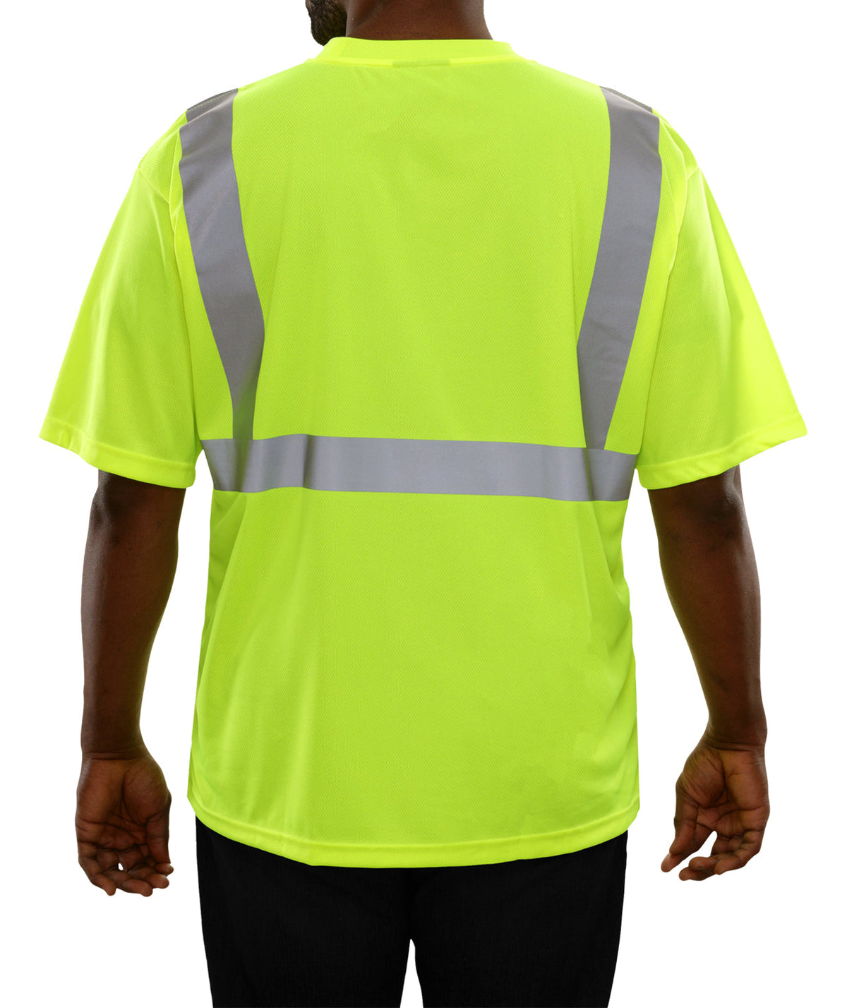 Reflective Apparel Hi-Vis Lightweight Birdseye Pocket Safety Shirt, ANSI Class 2, Lime view 2