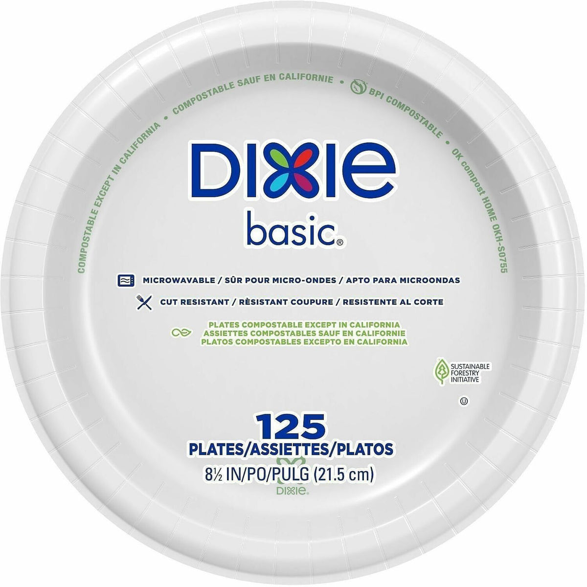 Dixie Basic® 8-1/2" Lightweight Paper Plates by GP Pro