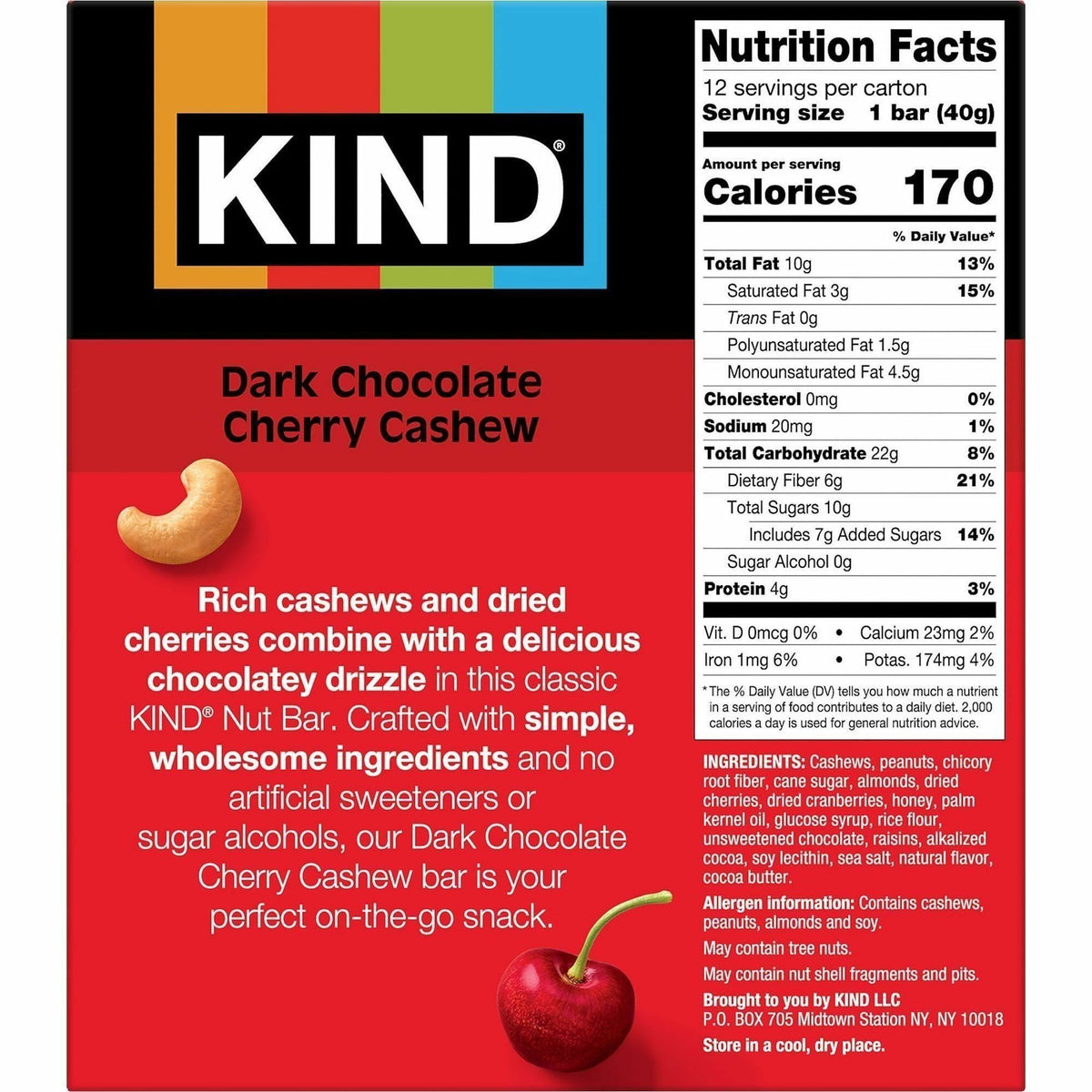 KIND Dark Chocolate Cherry Cashew Nut Bars