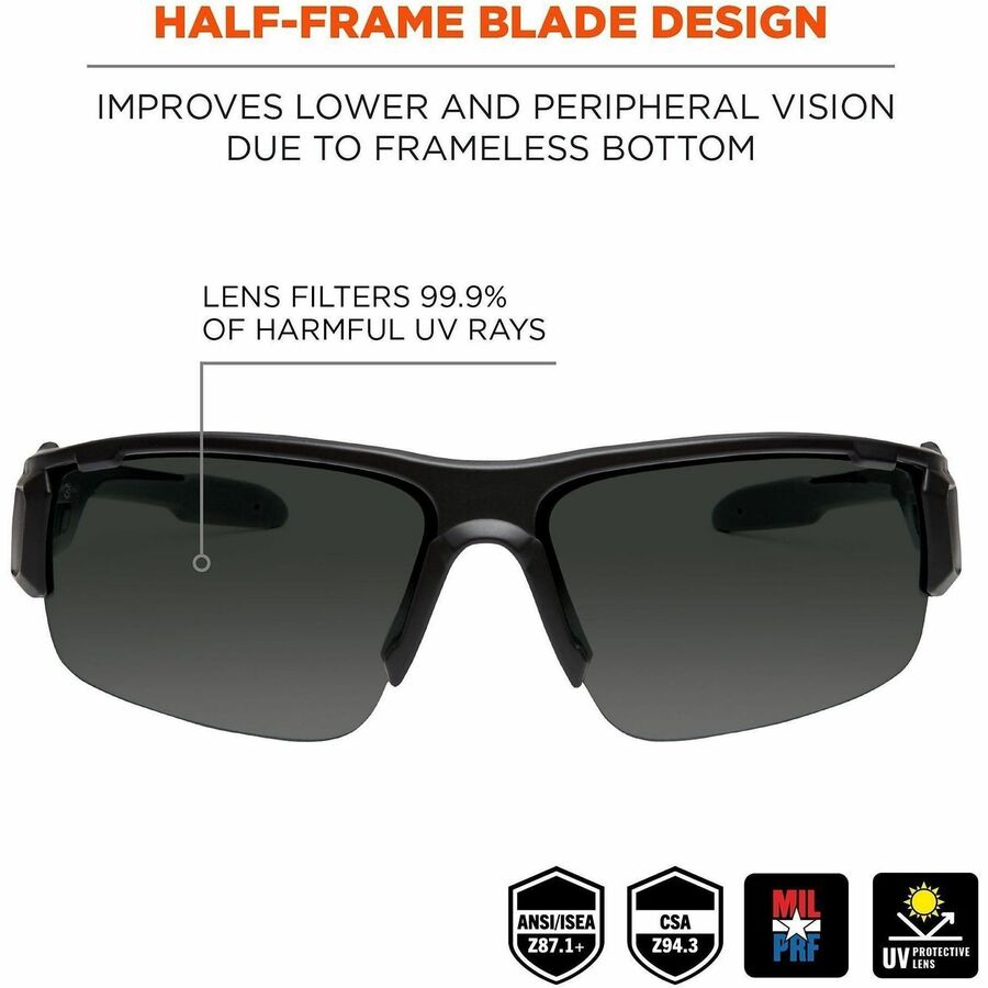 Ergodyne Dagr Smoke Lens Half Frame Safety Glasses