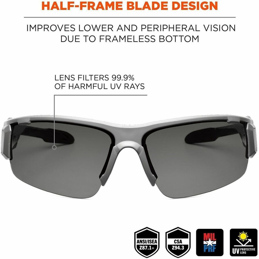 Ergodyne Smoke Lens/Gray Half Frame Safety Glasses
