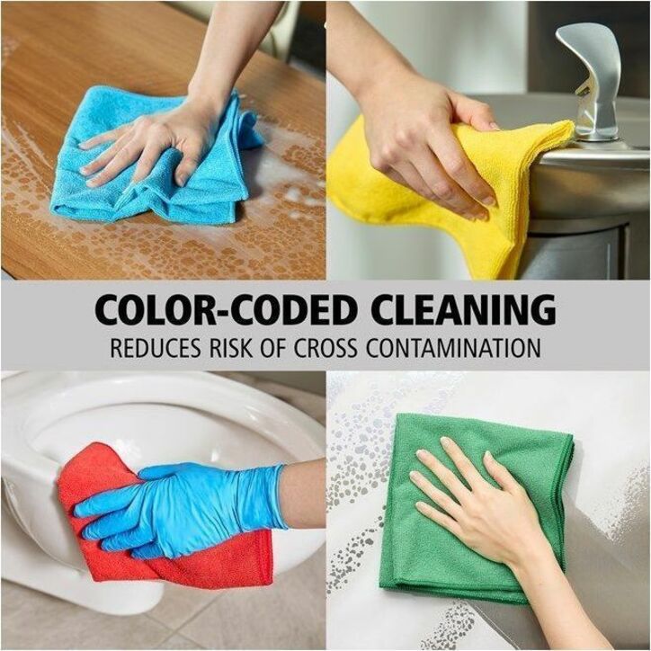 Rubbermaid Commercial HYGEN r-40 Recycled Microfiber Cloths, 12"x12" , Red