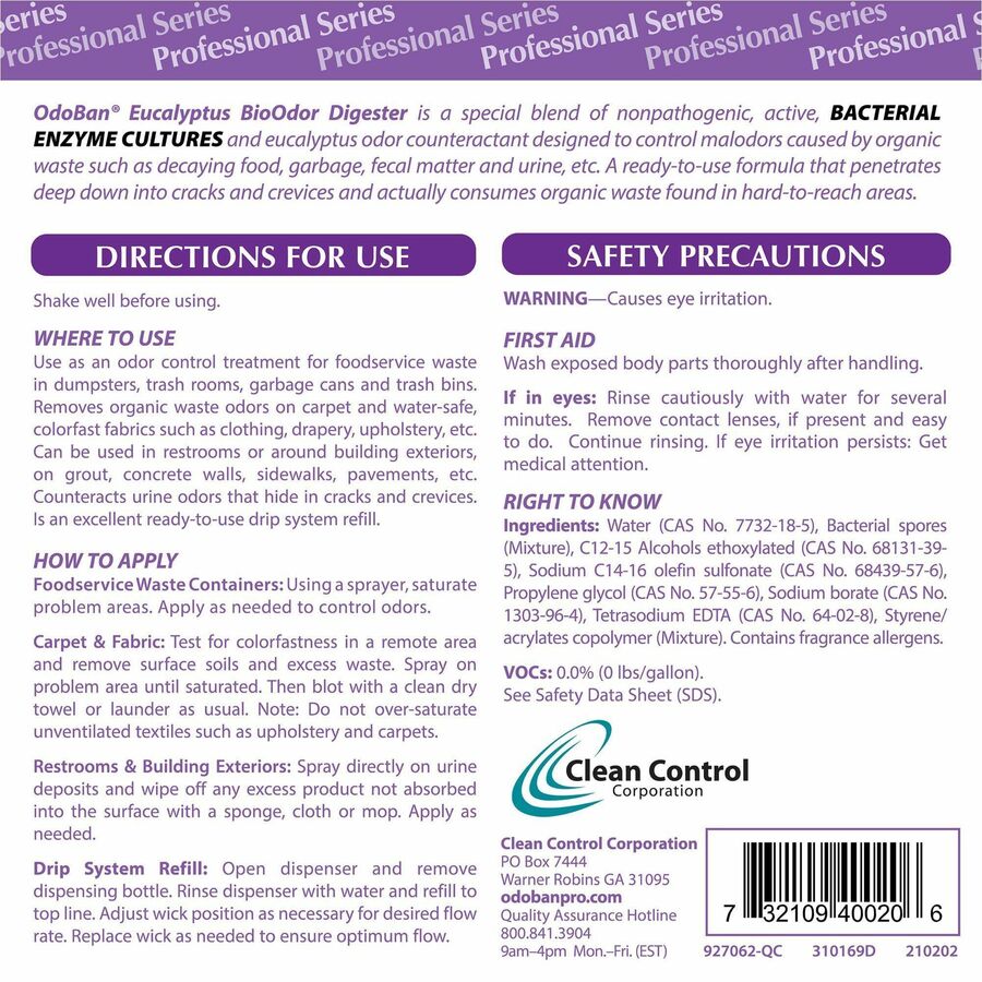 OdoBan Eucalyptus BioOdor Digester Spray