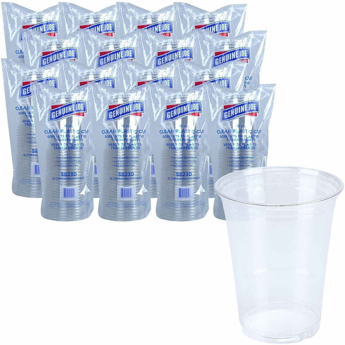 Genuine Joe 16 oz Clear Plastic Cups