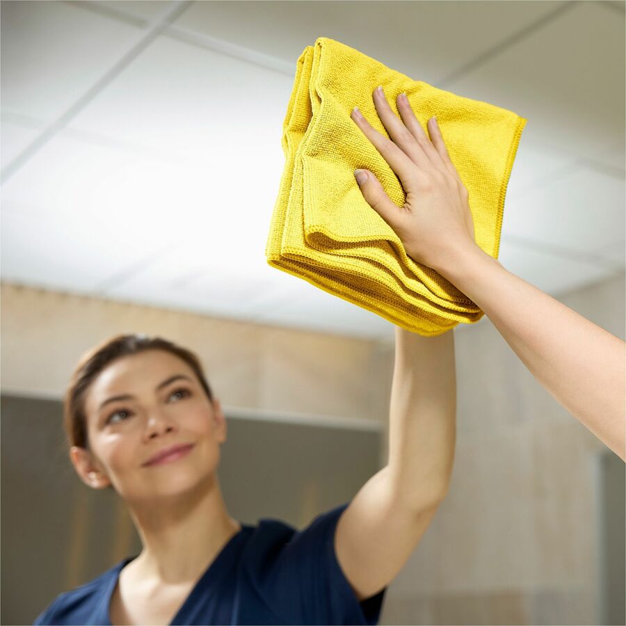 Rubbermaid Commercial HYGEN r-40 Recycled Microfiber Cloths, 12"x12" , Yellow