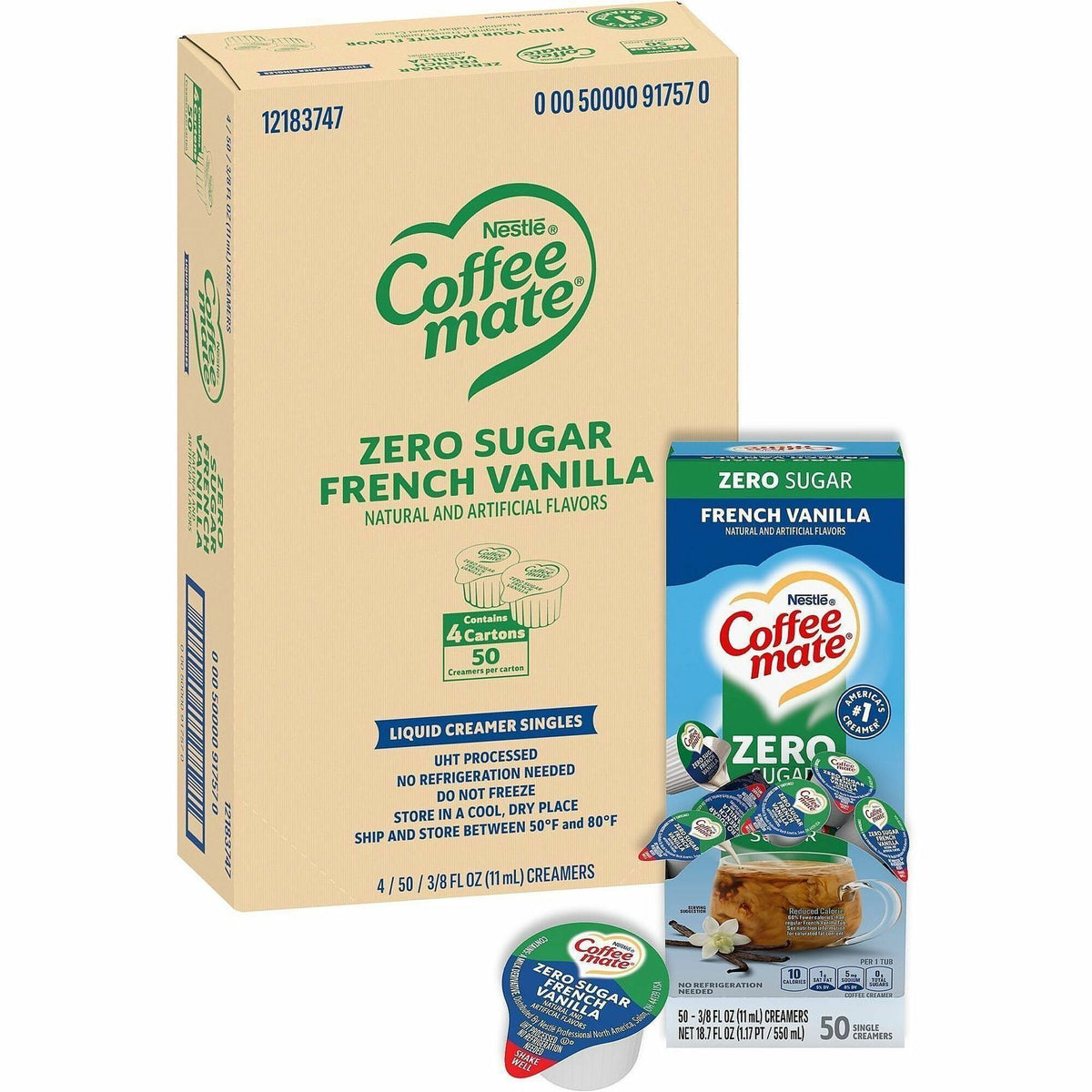 Coffee mate Zero-Sugar French Vanilla Nondairy Liquid Creamer Singles