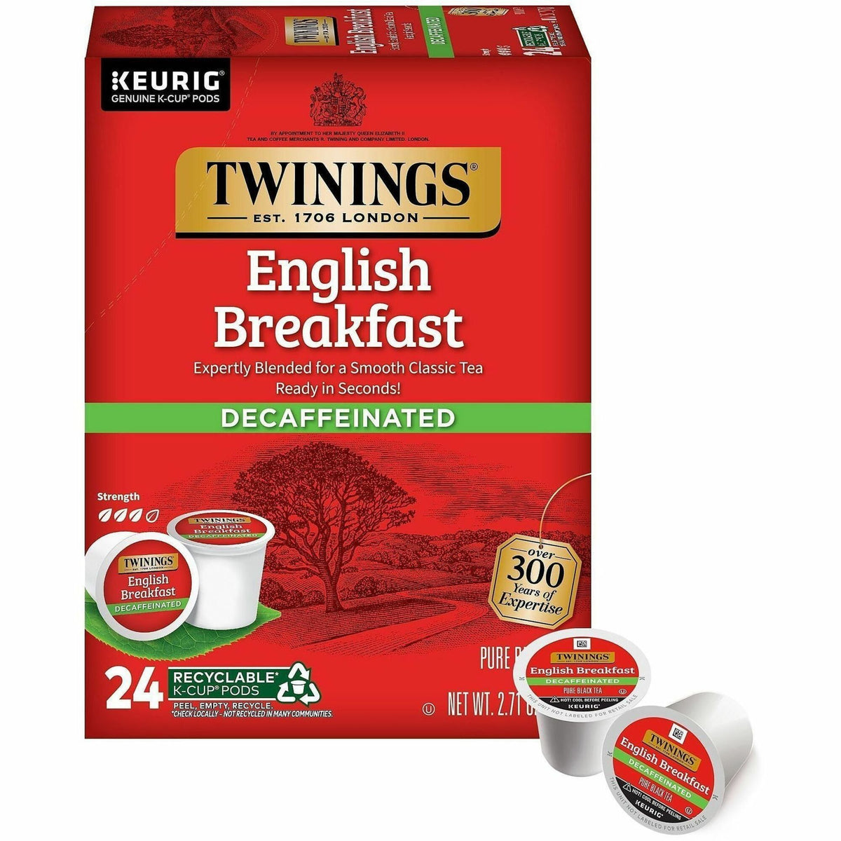 Twinings of London Decaf English Breakfast Black Tea K-Cup