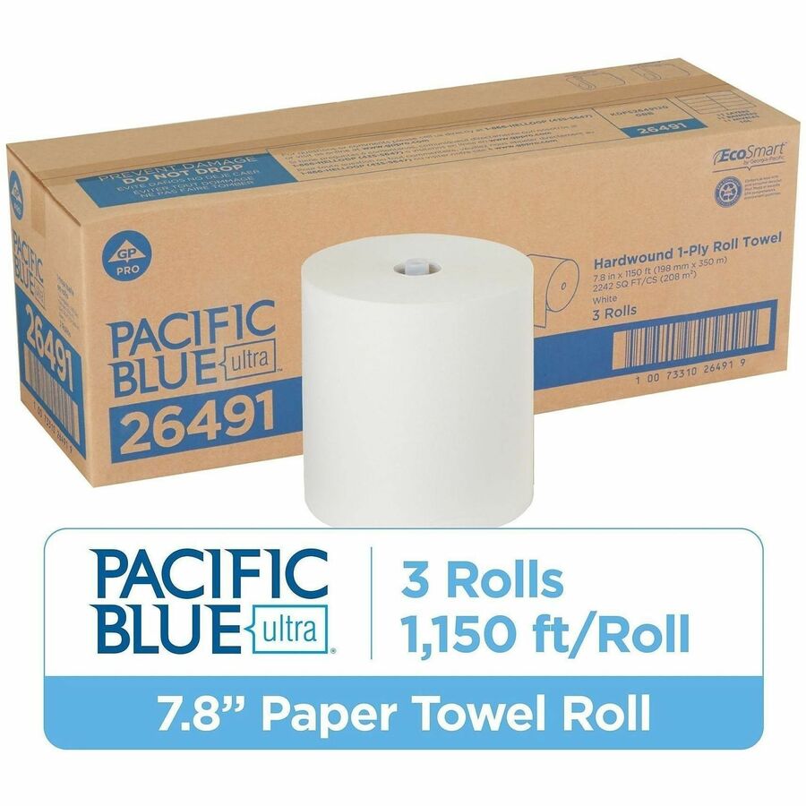 Pacific Blue Ultra High-Capacity Recycled Paper Towel Rolls