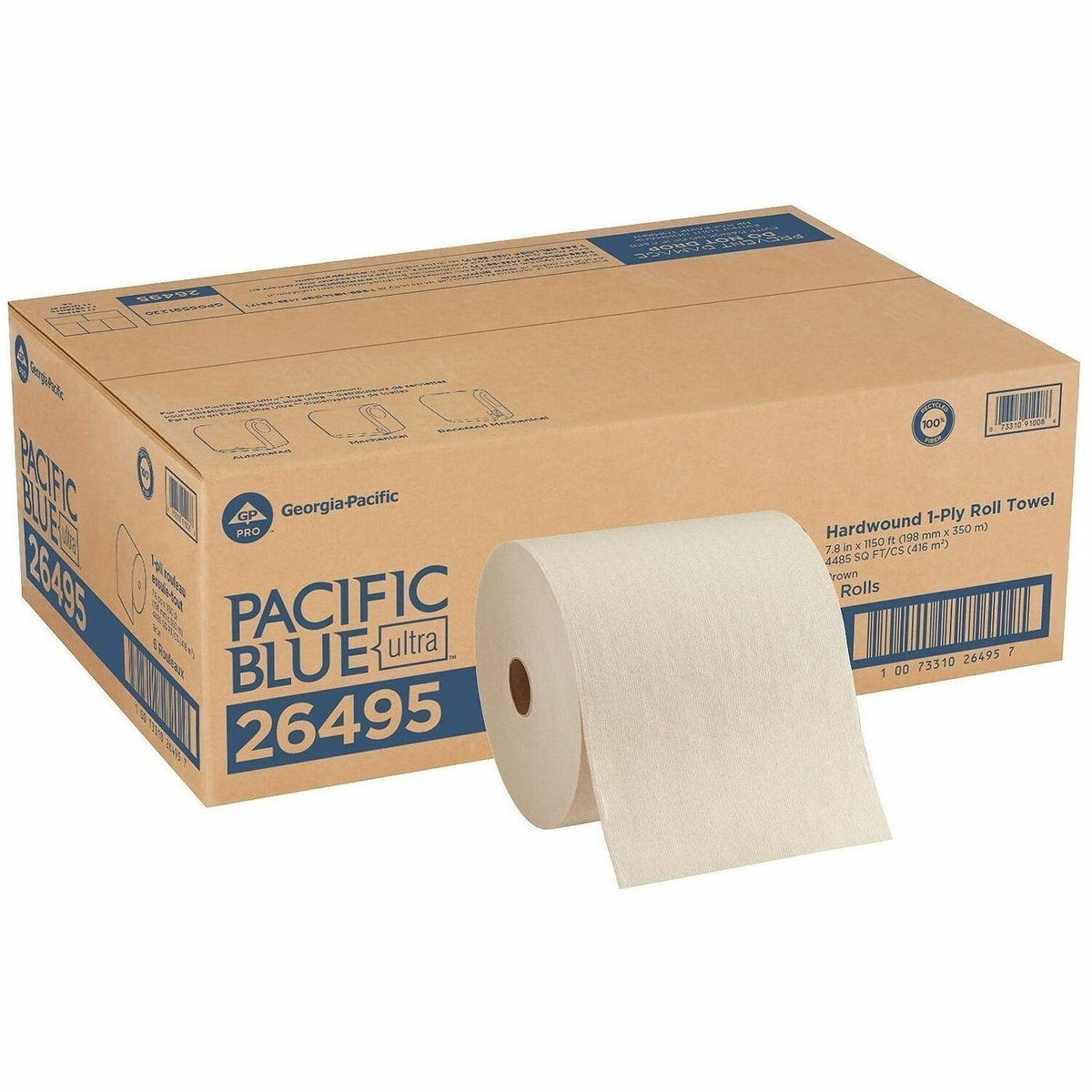 Pacific Blue Ultra High-Capacity Recycled Paper Towel Rolls
