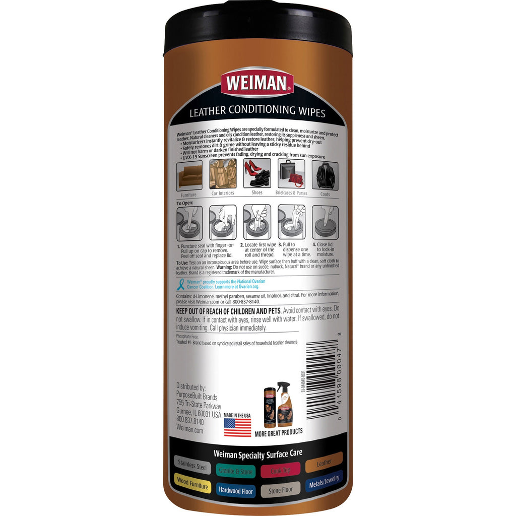 Weiman Products Leather Wipes