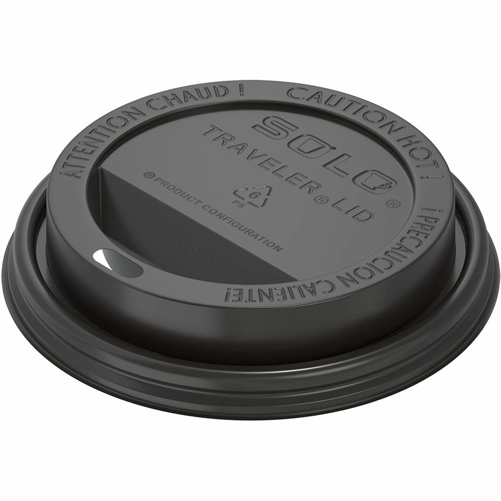 Solo 10-24 oz PS Plastic Traveler Dome Cup Lid - Black