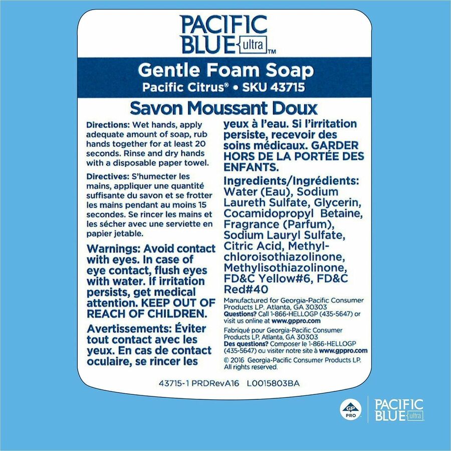 Pacific Blue Ultra Gentle Foam Hand Soap Manual Dispenser Refills