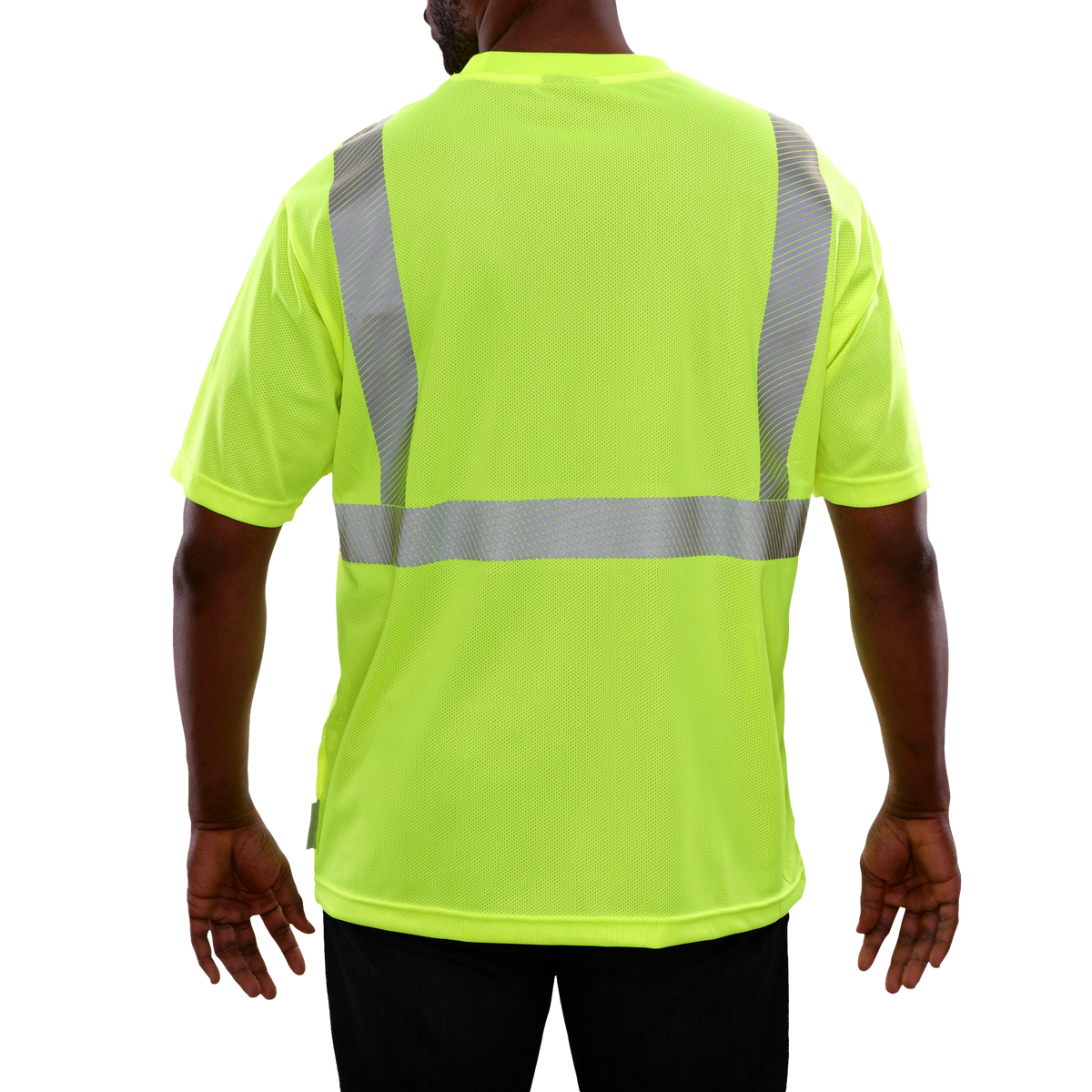 Reflective Apparel Hi-Vis Micromesh Pocket Safety Shirt with 3M Comfort Trim, ANSI Class 2, Lime view 3
