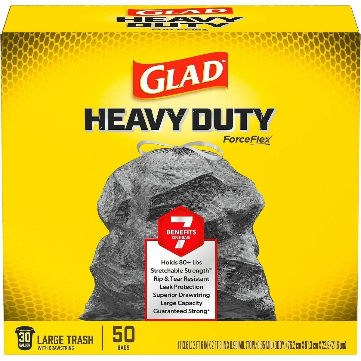 Glad ForceFlex Heavy-Duty Large Drawstring Trash Bags