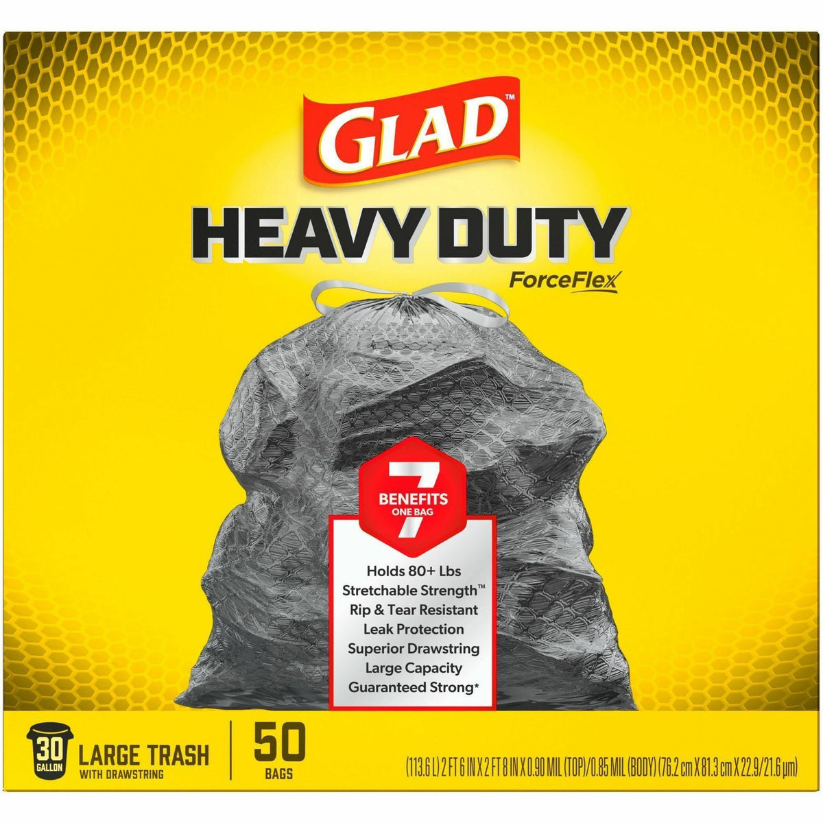 Glad ForceFlex Heavy-Duty Large Drawstring Trash Bags