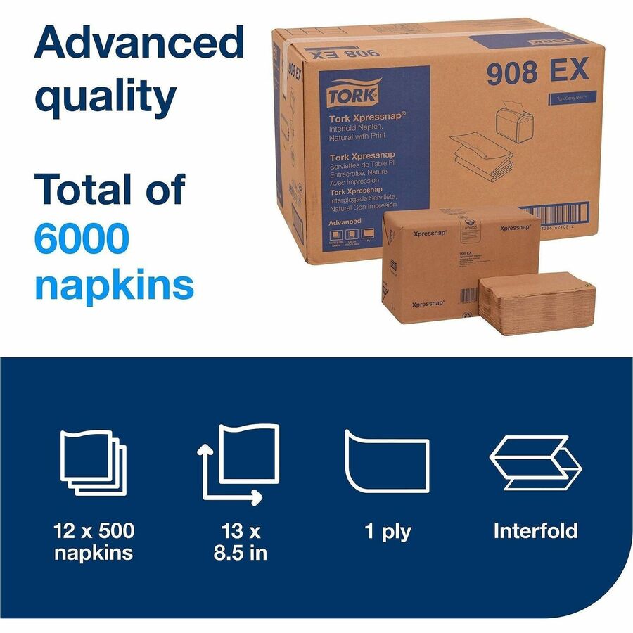 TORK Xpressnap Natural Environmental Print Dispenser Napkin N4