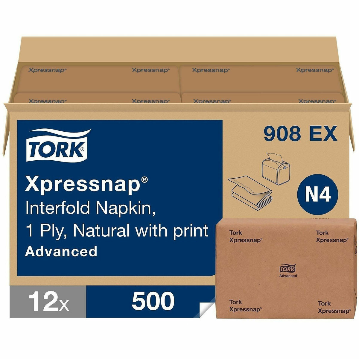 TORK Xpressnap Natural Environmental Print Dispenser Napkin N4