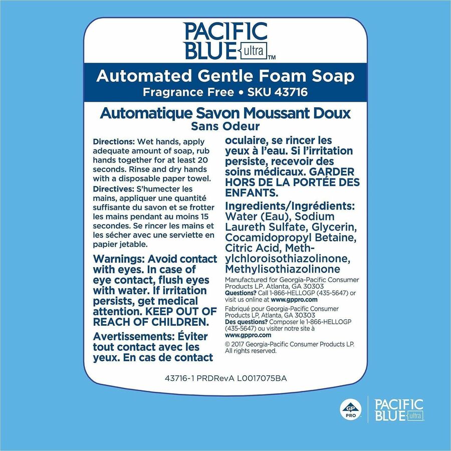 Pacific Blue Ultra Automated Touchless Gentle Foam Hand Soap Dispenser Refills