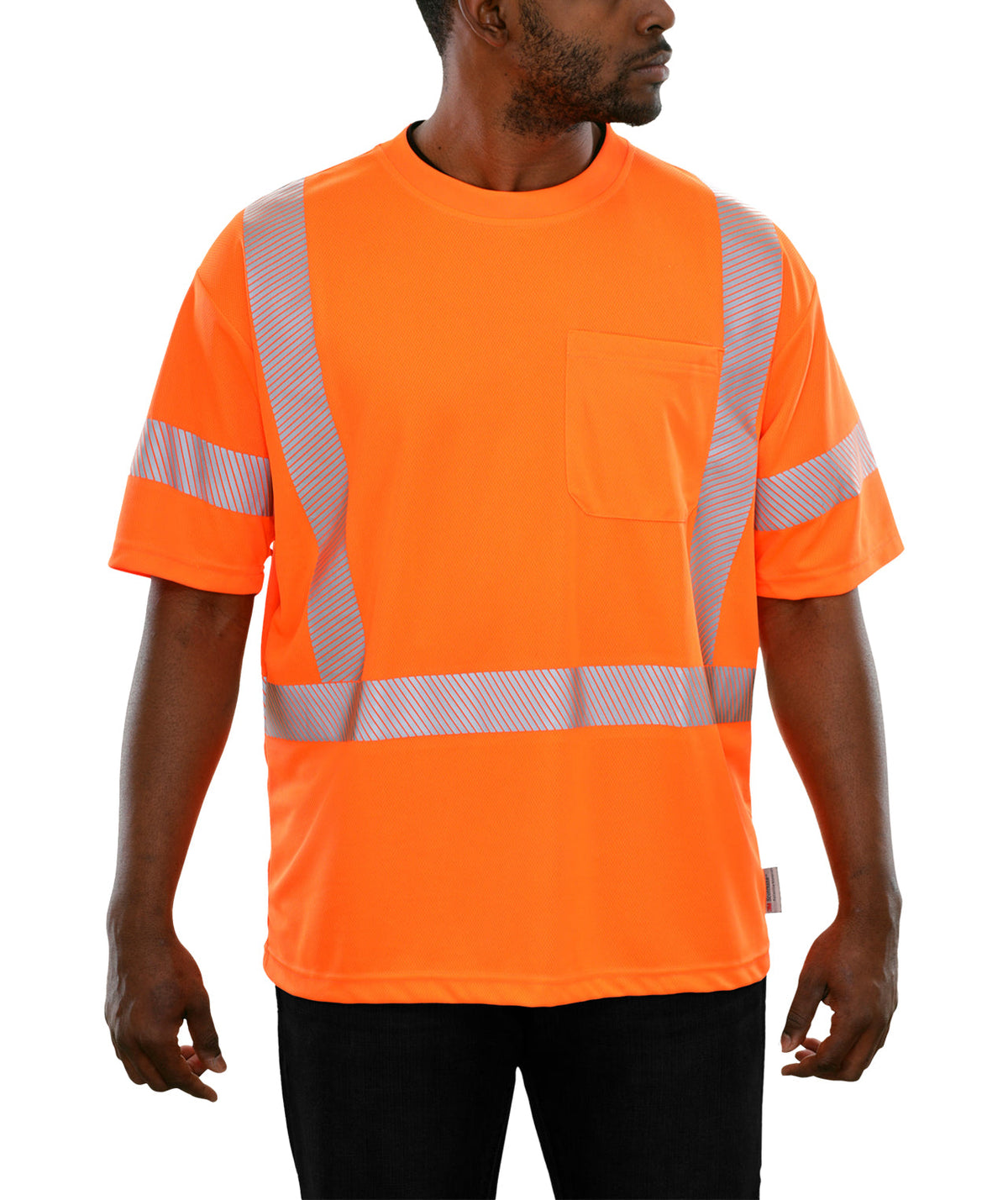 Reflective Apparel Hi-Vis Birdseye Pocket Safety T-Shirt with 3M Comfort Trim, ANSI Class 3, Orange