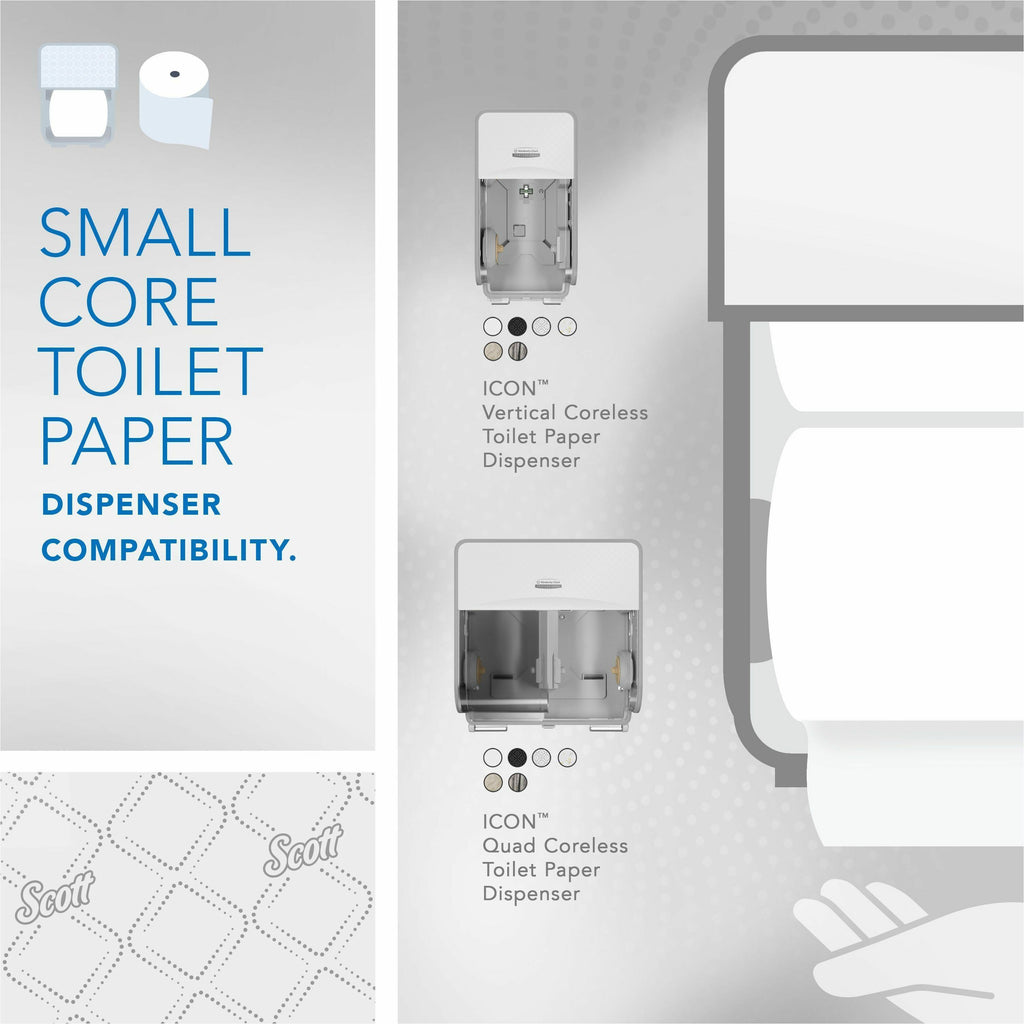 Scott Pro Paper Core High-Capacity Standard Roll Toilet Paper with Elevated Design