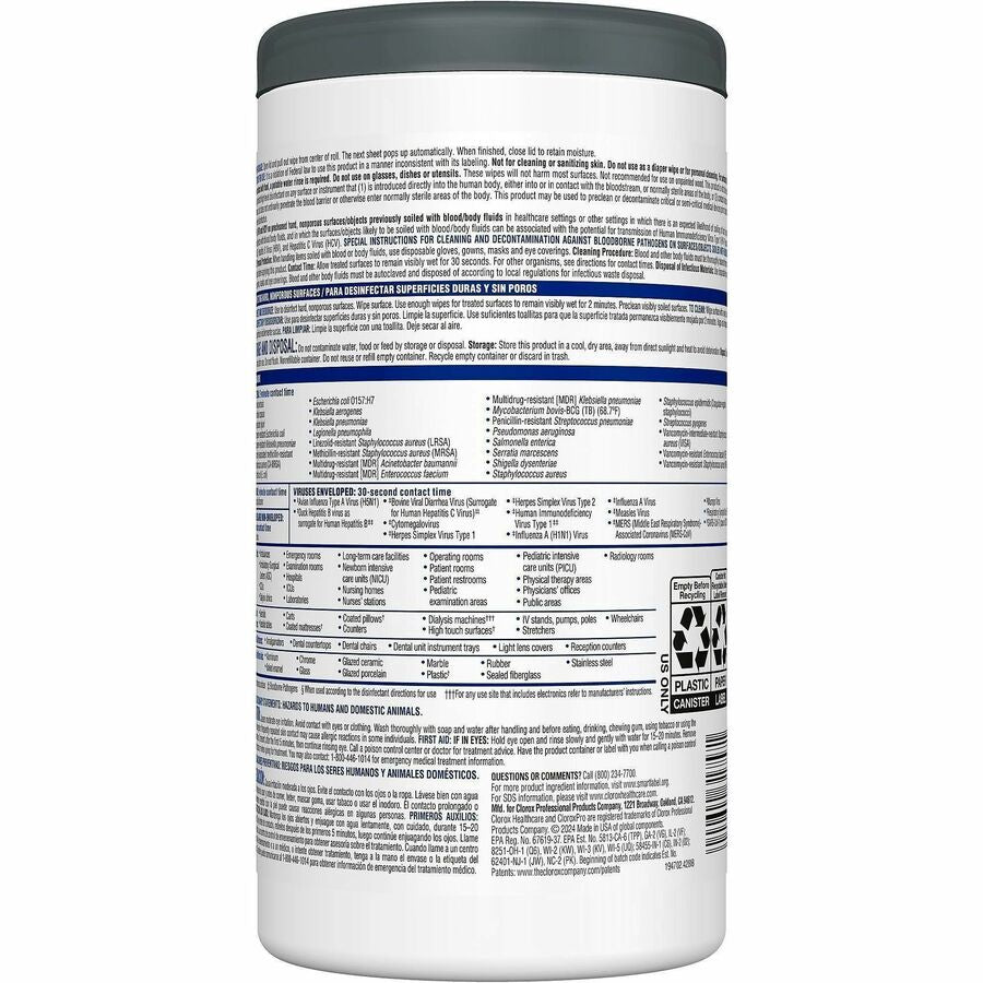 Clorox Healthcare VersaSure Cleaner Disinfectant Wipes