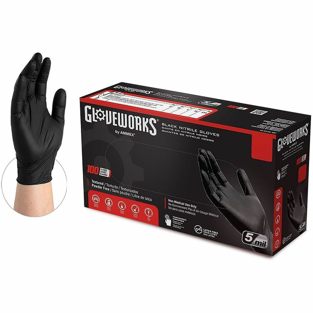 GlovePlus Black Nitrile Industrial Latex Free Disposable Gloves (Case of 1000)